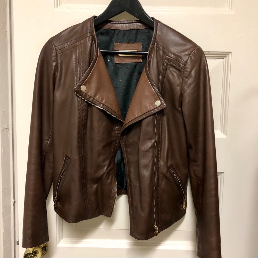 Massimo Dutti Leather Biker Jacket